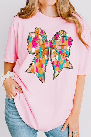 Brushed Colorful Coquette Bow Comfort Colors Adult Ring - Spun Cotton Tee - Wholesale Accessory Market