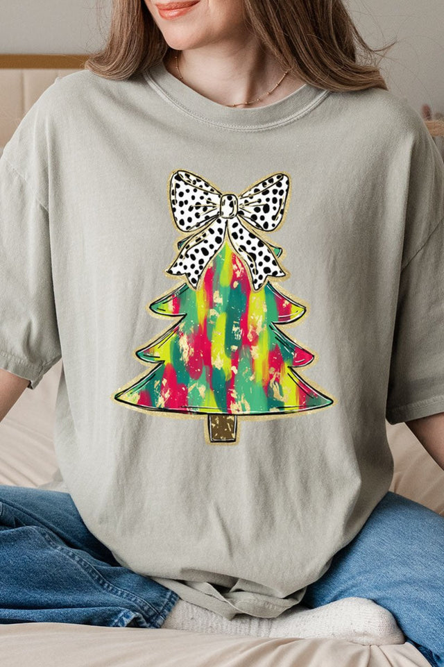 Brushed Watercolor Christmas Tree Comfort Colors Adult Ring - Spun Cotton Tee - Wholesale Accessory Market