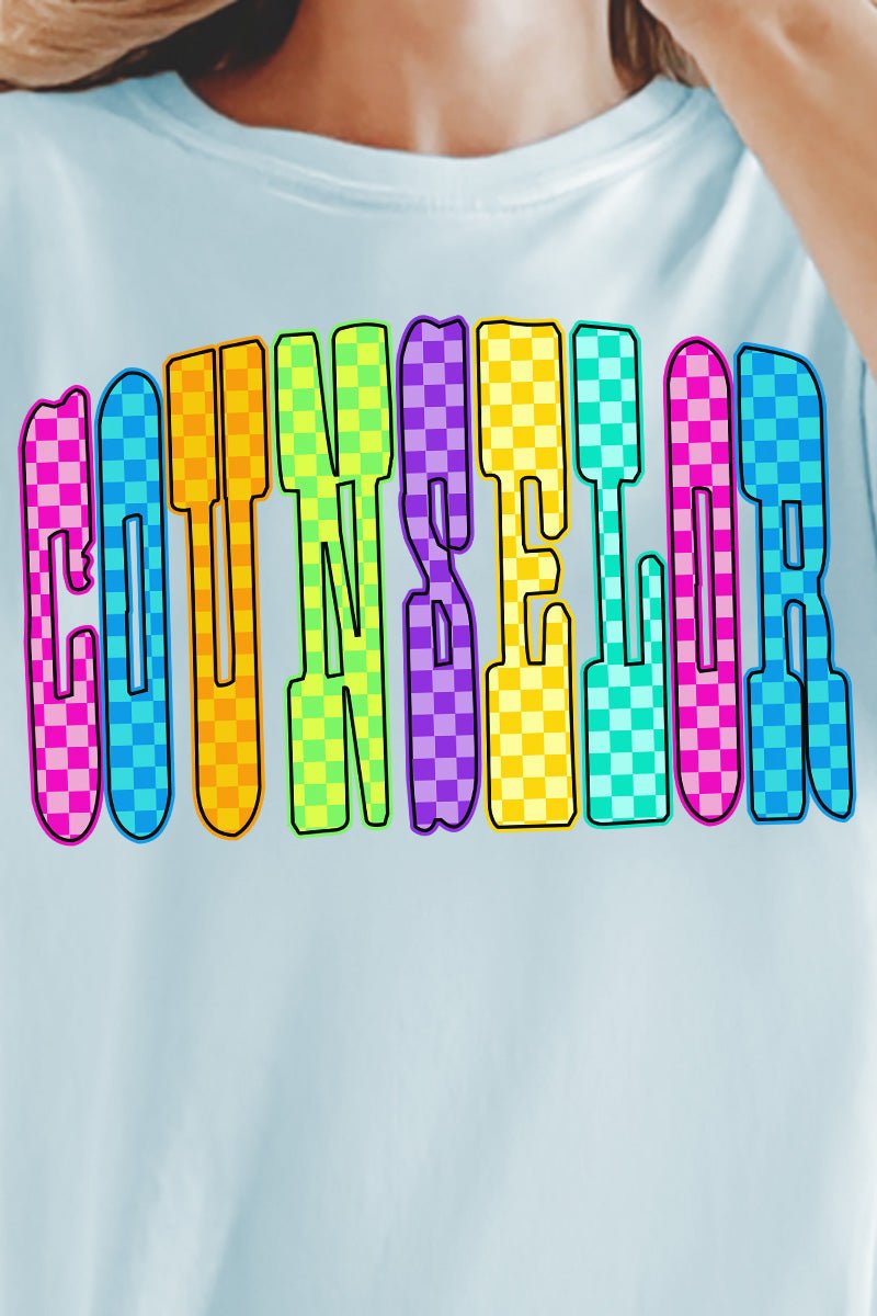Checkered Glow Counselor Comfort Colors Adult Ring - Spun Cotton Tee - Wholesale Accessory Market