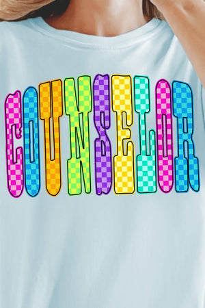Checkered Glow Counselor Comfort Colors Adult Ring - Spun Cotton Tee - Wholesale Accessory Market