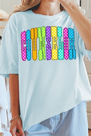 Checkered Glow Counselor Comfort Colors Adult Ring - Spun Cotton Tee - Wholesale Accessory Market