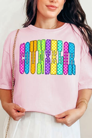 Checkered Glow Counselor Comfort Colors Adult Ring - Spun Cotton Tee - Wholesale Accessory Market