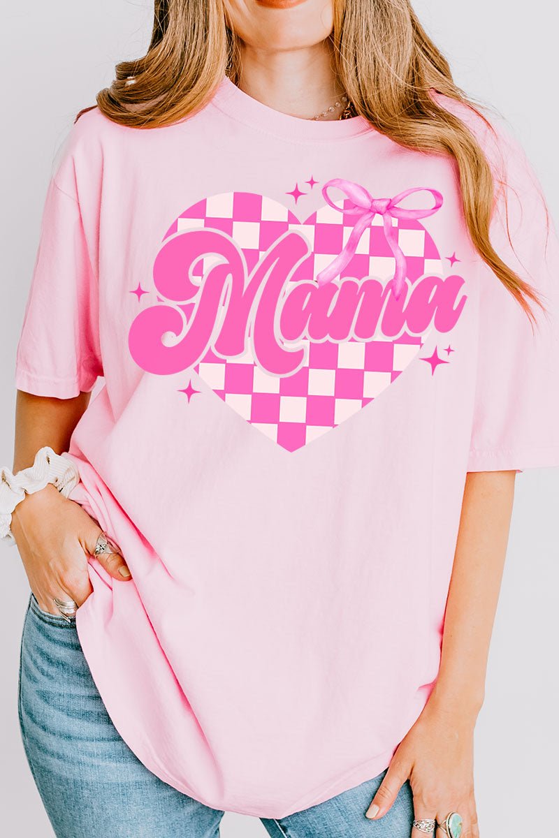 Checkered Love Mama Comfort Colors Adult Ring - Spun Cotton Tee - Wholesale Accessory Market