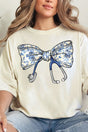 Chinoiserie Stethoscope Bow Comfort Colors Adult Ring - Spun Cotton Tee - Wholesale Accessory Market