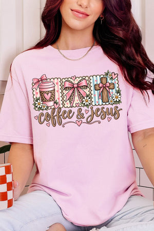 Coffee & Jesus Coquette Comfort Colors Adult Ring-Spun Cotton Tee - Wholesale Accessory Market