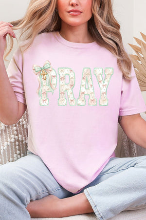 Coquette Cross Pray Comfort Colors Adult Ring - Spun Cotton Tee - Wholesale Accessory Market