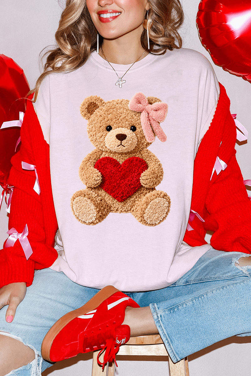 Cozy Heart Cub Faux Yarn Comfort Colors Adult Ring - Spun Cotton Tee - Wholesale Accessory Market