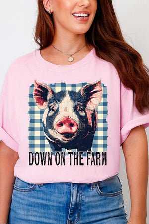 Down On The Farm Pig Comfort Colors Adult Ring - Spun Cotton Tee - Wholesale Accessory Market