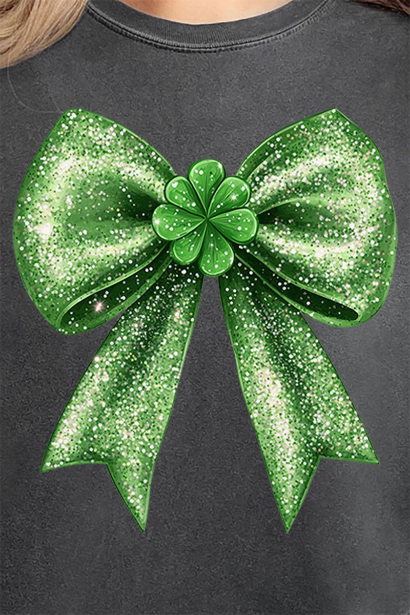 Faux Glitter Clover Coquette Comfort Colors Adult Ring - Spun Cotton Tee - Wholesale Accessory Market