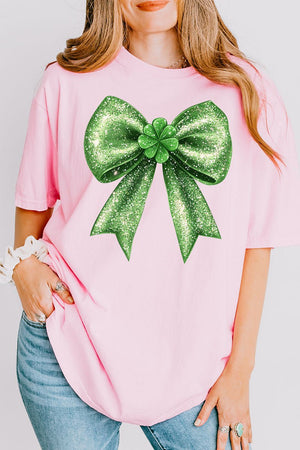 Faux Glitter Clover Coquette Comfort Colors Adult Ring - Spun Cotton Tee - Wholesale Accessory Market