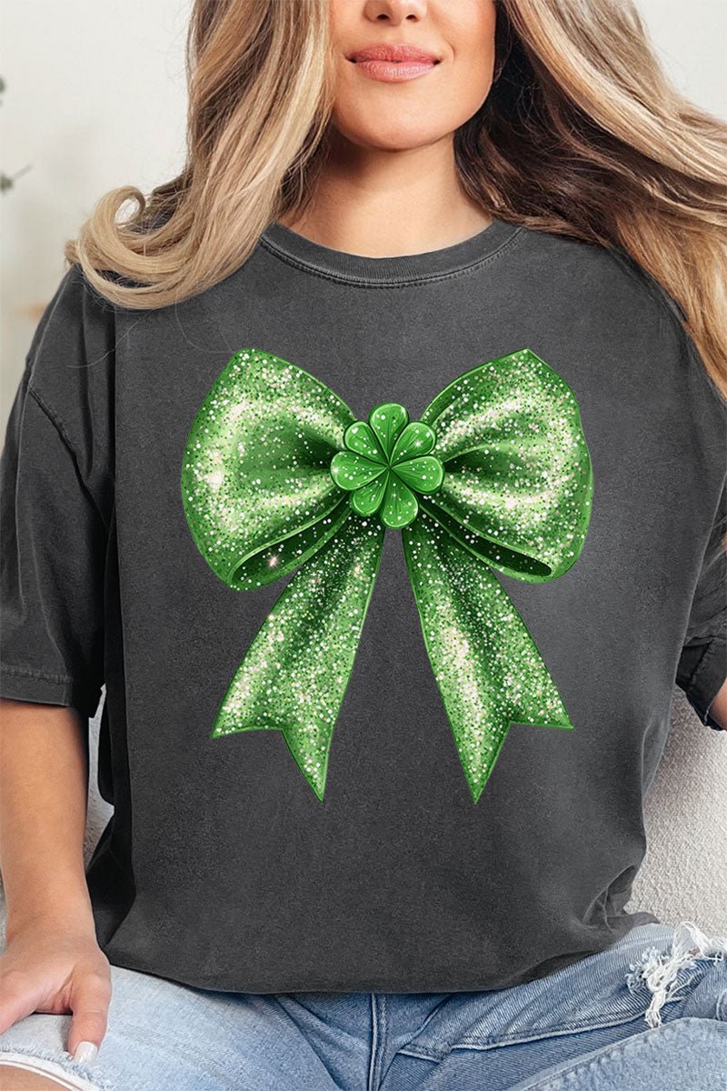 Faux Glitter Clover Coquette Comfort Colors Adult Ring - Spun Cotton Tee - Wholesale Accessory Market