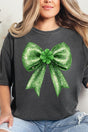 Faux Glitter Clover Coquette Comfort Colors Adult Ring - Spun Cotton Tee - Wholesale Accessory Market