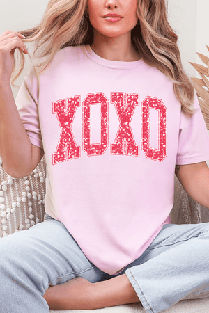 Faux Glitter XOXO Comfort Colors Adult Ring - Spun Cotton Tee - Wholesale Accessory Market
