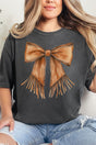 Faux Leather Fringe Bow Comfort Colors Adult Ring - Spun Cotton Tee - Wholesale Accessory Market