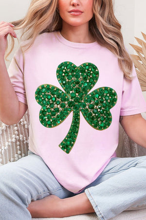 Faux Rhinestone Clover Comfort Colors Adult Ring - Spun Cotton Tee - Wholesale Accessory Market