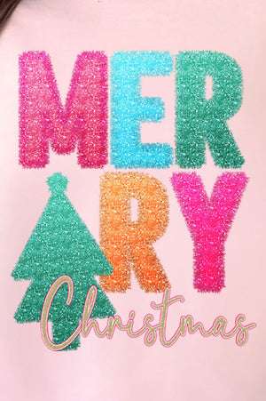 Faux Tinsel Merry Christmas Transfer Comfort Colors Adult Ring - Spun Cotton Tee - Wholesale Accessory Market