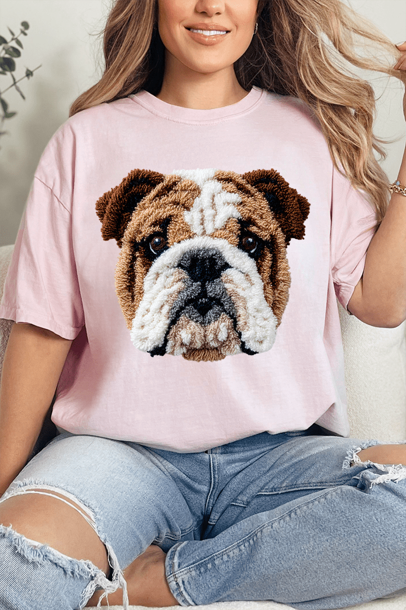 Faux Yarn English Bulldog Comfort Colors Adult Ring - Spun Cotton Tee - Wholesale Accessory Market