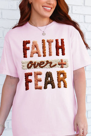 Faux Yarn Faith Over Fear Comfort Colors Adult Ring - Spun Cotton Tee - Wholesale Accessory Market