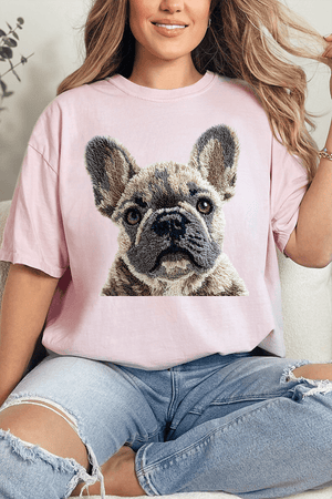 Faux Yarn French Bulldog Comfort Colors Adult Ring - Spun Cotton Tee - Wholesale Accessory Market