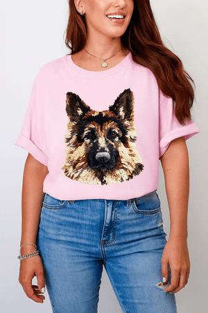 Faux Yarn German Shepherd Comfort Colors Adult Ring - Spun Cotton Tee - Wholesale Accessory Market