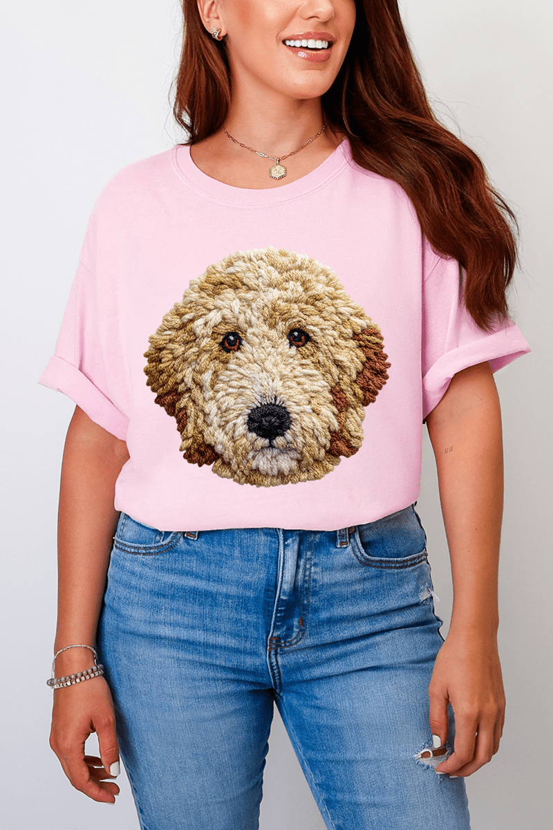 Faux Yarn Goldendoodle Comfort Colors Adult Ring - Spun Cotton Tee - Wholesale Accessory Market