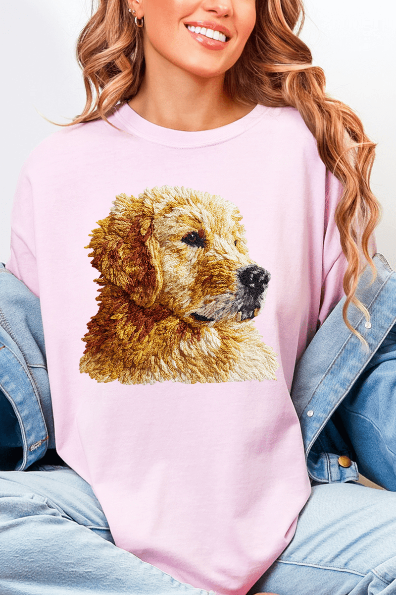 Faux Yarn Golden Retriever Comfort Colors Adult Ring - Spun Cotton Tee - Wholesale Accessory Market