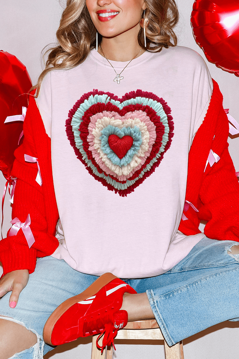 Faux Yarn Heart Collection Comfort Colors Adult Ring - Spun Cotton Tee - Wholesale Accessory Market