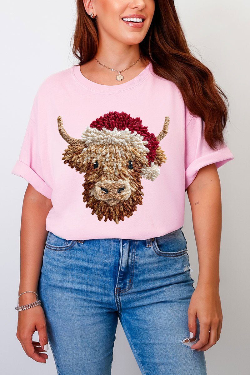 Faux Yarn Highland Cow Comfort Colors Adult Ring - Spun Cotton Tee - Wholesale Accessory Market