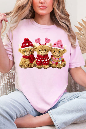 Faux Yarn Highland Hearts Comfort Colors Adult Ring - Spun Cotton Tee - Wholesale Accessory Market