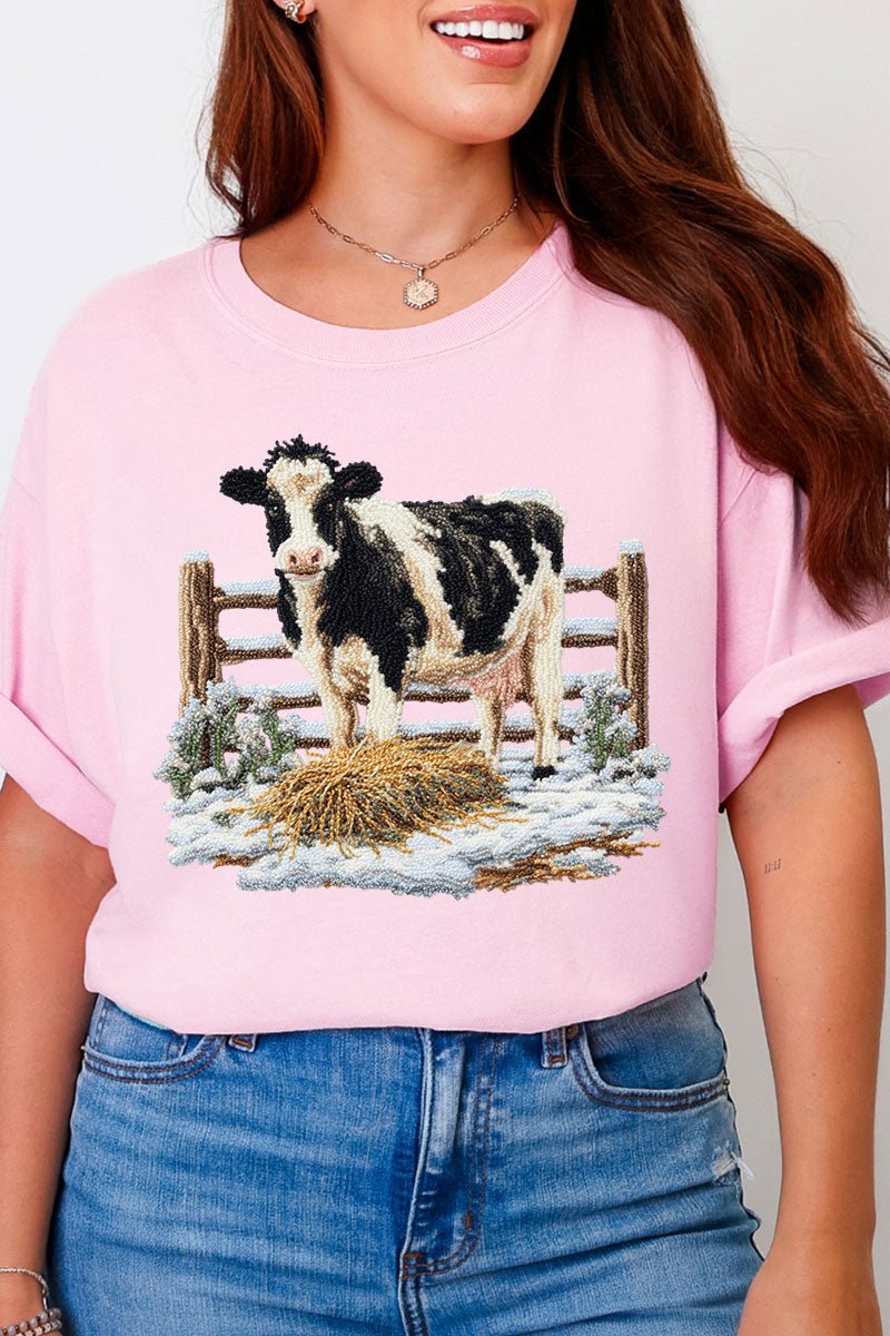 Faux Yarn Moo In The Snow Comfort Colors Adult Ring - Spun Cotton Tee - Wholesale Accessory Market
