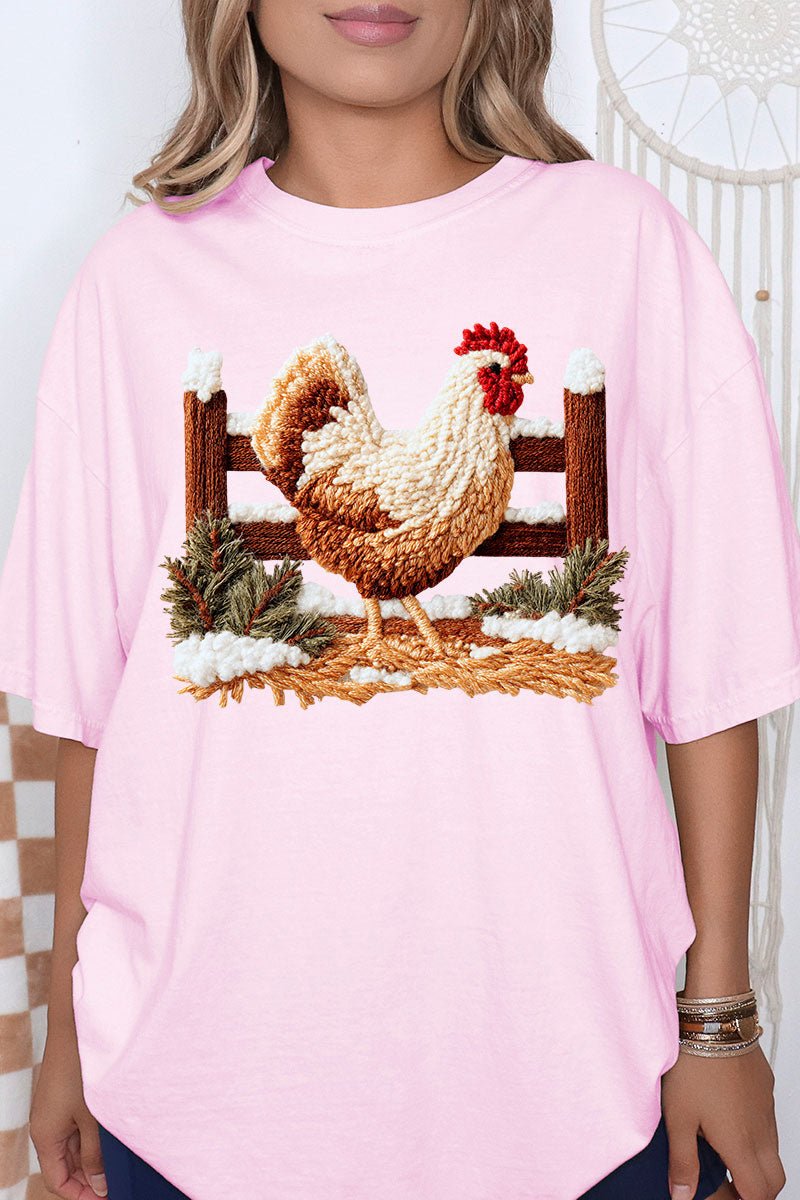 Faux Yarn Winter Chicken Comfort Colors Adult Ring - Spun Cotton Tee - Wholesale Accessory Market