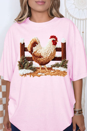 Faux Yarn Winter Chicken Comfort Colors Adult Ring - Spun Cotton Tee - Wholesale Accessory Market