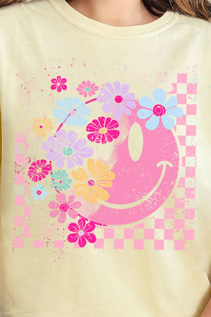 Floral Blooms Smile Comfort Colors Adult Ring - Spun Cotton Tee - Wholesale Accessory Market