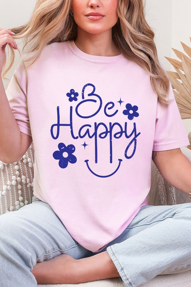 Flower Be Happy Comfort Colors Adult Ring - Spun Cotton Tee - Wholesale Accessory Market