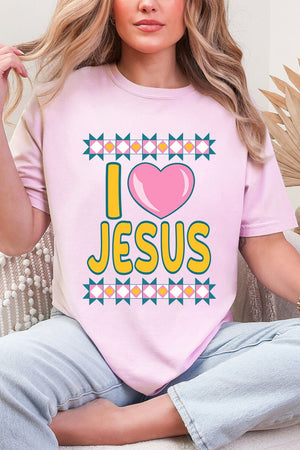 Folk Faith: I Love Jesus Comfort Colors Adult Ring - Spun Cotton Tee - Wholesale Accessory Market