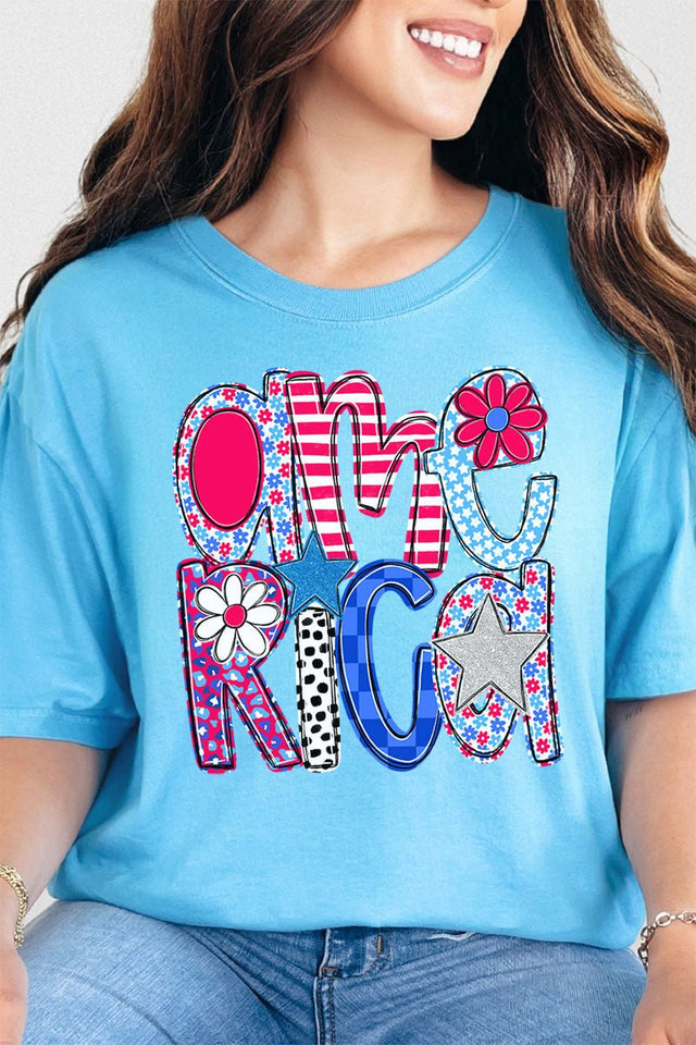 Funky Letters America Comfort Colors Adult Ring - Spun Cotton Tee - Wholesale Accessory Market