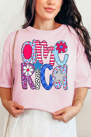 Funky Letters America Comfort Colors Adult Ring - Spun Cotton Tee - Wholesale Accessory Market