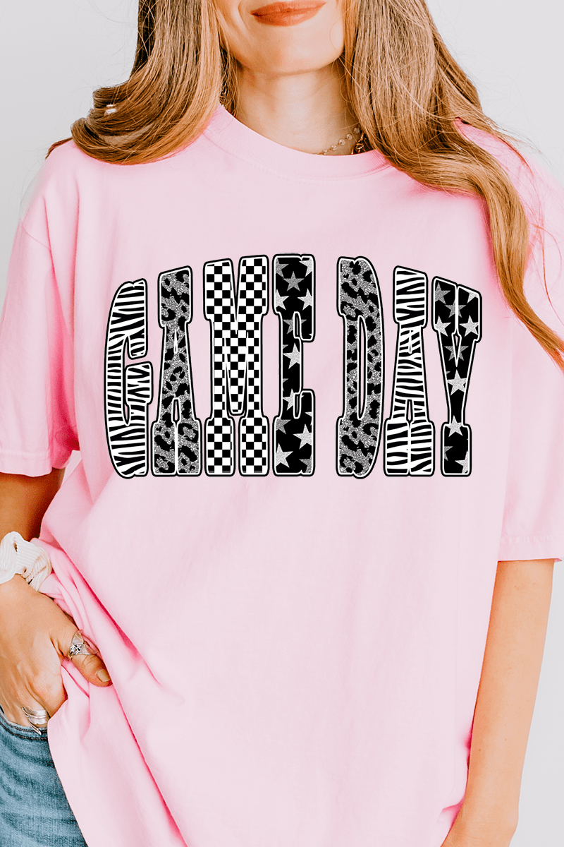 Groovy Game Day Check Comfort Colors Adult Ring - Spun Cotton Tee - Wholesale Accessory Market