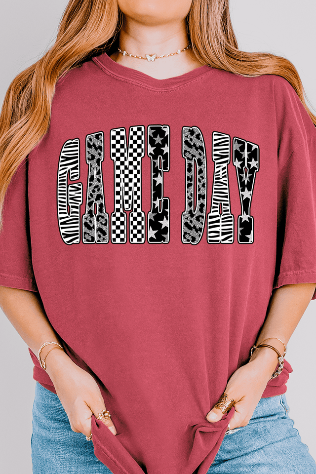 Groovy Game Day Check Comfort Colors Adult Ring - Spun Cotton Tee - Wholesale Accessory Market