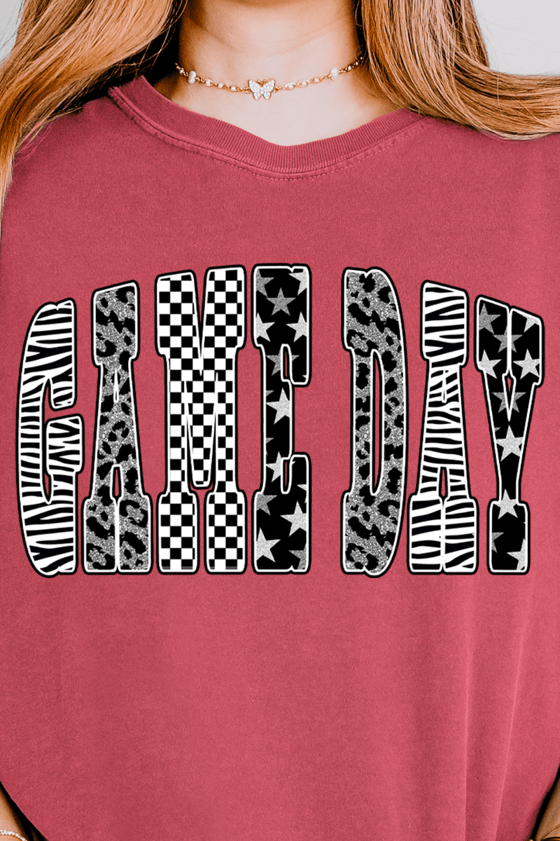 Groovy Game Day Check Comfort Colors Adult Ring - Spun Cotton Tee - Wholesale Accessory Market