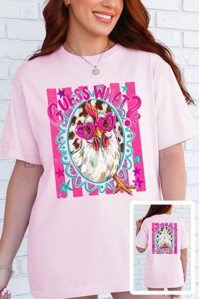 Guess What Chicken Butt Full Front & Back Design Comfort Colors Adult Ring - Spun Cotton Tee - Wholesale Accessory Market