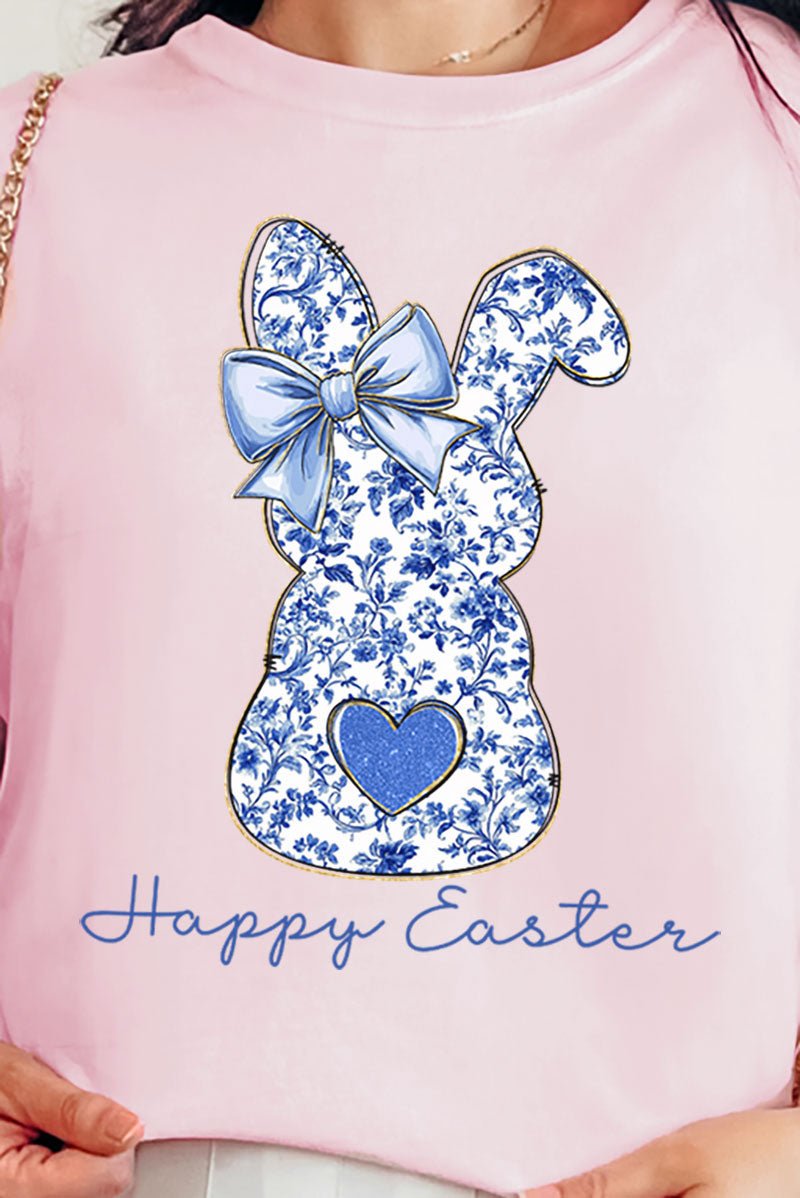 Happy Easter Chinoiserie Bunny Comfort Colors Adult Ring - Spun Cotton Tee - Wholesale Accessory Market