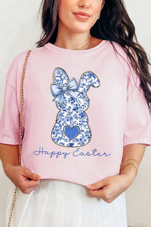 Happy Easter Chinoiserie Bunny Comfort Colors Adult Ring - Spun Cotton Tee - Wholesale Accessory Market