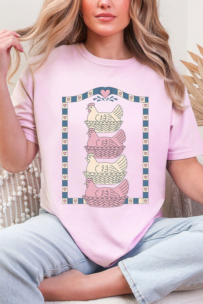 Hen Stack Hearts Comfort Colors Adult Ring - Spun Cotton Tee - Wholesale Accessory Market