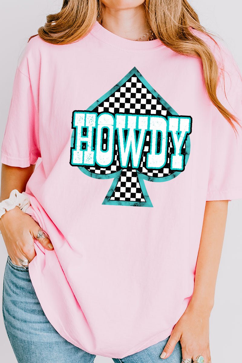 Howdy Checkered Spade Comfort Colors Adult Ring - Spun Cotton Tee - Wholesale Accessory Market