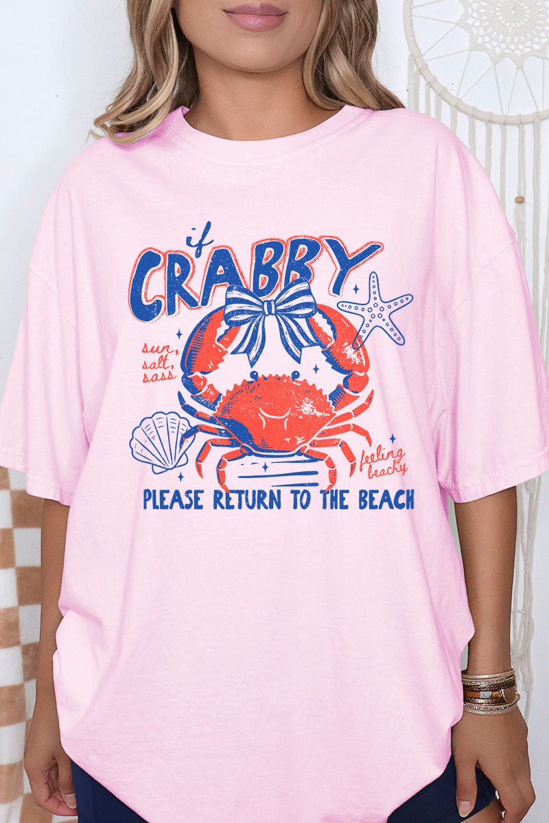 If Crabby Please Return To The Beach Comfort Colors Adult Ring - Spun Cotton Tee - Wholesale Accessory Market