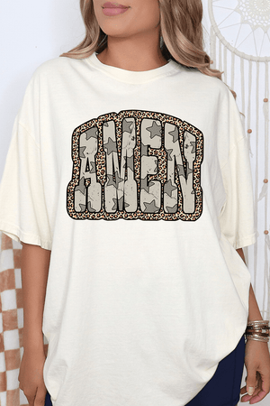 Leopard Star Amen Comfort Colors Adult Ring - Spun Cotton Tee - Wholesale Accessory Market