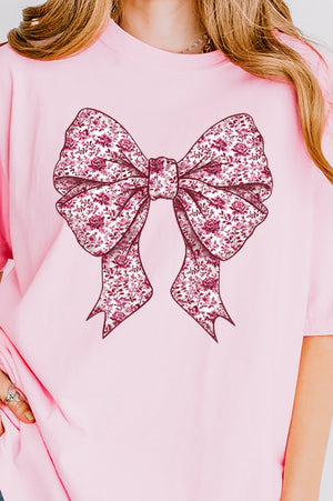 Magenta Chinoiserie Bow Comfort Colors Adult Ring - Spun Cotton Tee - Wholesale Accessory Market