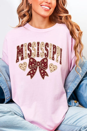 Mississippi Blooming Bow Comfort Colors Adult Ring-Spun Cotton Tee - Wholesale Accessory Market