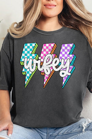 Neon Lightning Wifey Comfort Colors Adult Ring - Spun Cotton Tee - Wholesale Accessory Market